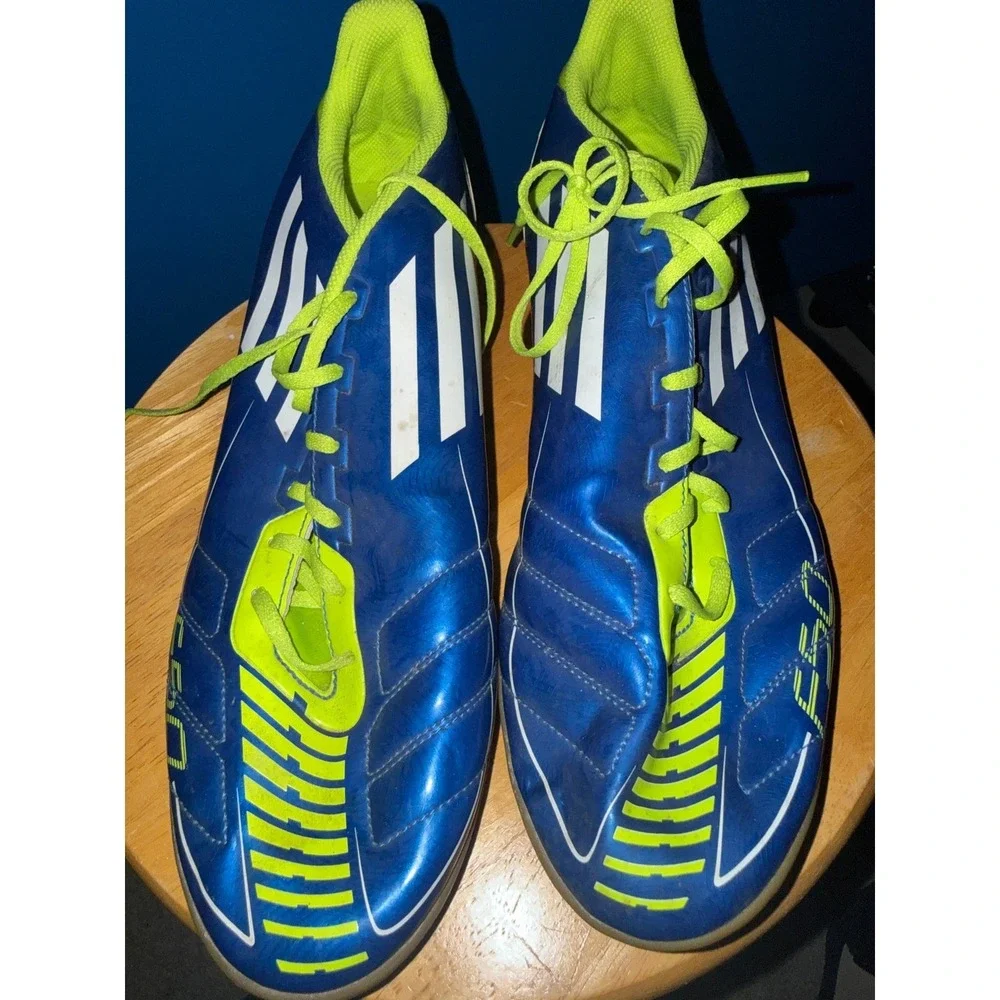 Adidas F50 Adizero Indoor Soccer Shoes Blue Lime Green Adiprene Sneakers Mens